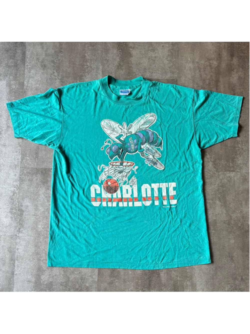 Vintage 90s Charlotte Hornets Shirt Mens XL Teal Single Stitch